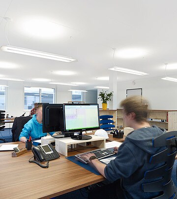 LED lighting in the offices of architecture firm Planteams
