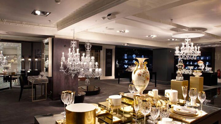 Nicely lit products with Philips retail lighting and Philips lamps suitable for chandeliers at Harrods, UK 