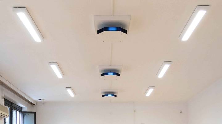 UV-C Upper Air Philips luminaires in First Belgrade Gymnasium