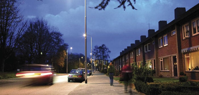 Cars in a street effectively illuminated with Philips white light